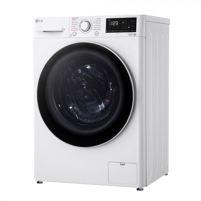 Пральна машина LG фронтальна, 8.5кг, 1200, A+++, 48см, дисплей, пара, інвертор, білий
