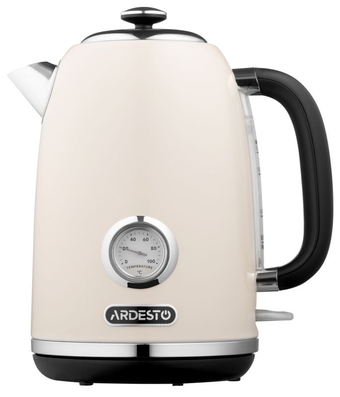 Електрочайник Ardesto Vintage Dream 1.8л, Strix, метал, бежевий глянцевий