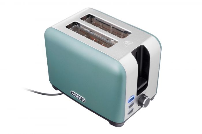 Тостер ARDESTO Mint Harmony 800Вт, метал, м'ятно-сріблястий