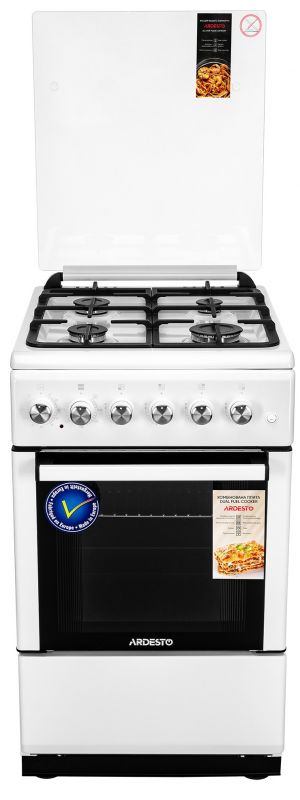 Плита ARDESTO комбі, 52л, 50x60см, чавун, підсвічування, форсунки LPG (підключення газового балона), білий