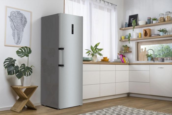 Холодильна камера Gorenje, 185x60х66, 398л, А++, дисплей, зона св-ті, матовий нерж