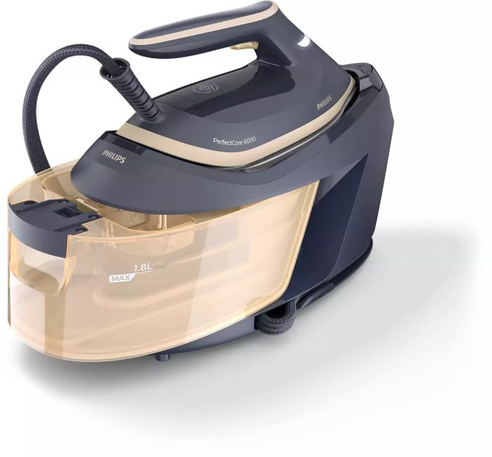 Праска-парогенератор Philips PerfectCare 6000 Series, 2400Вт, 1800мл, паровий удар -600гр, постійна пара - 130гр, нерж. сталь, синьо-золотий
