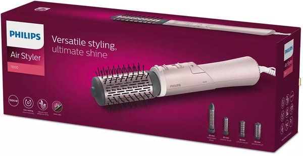 Фен-щітка Philips 7000 Series, 1000Вт, 3 режими, іоніз-я, оберт., кераміка, турмалін, рожевий