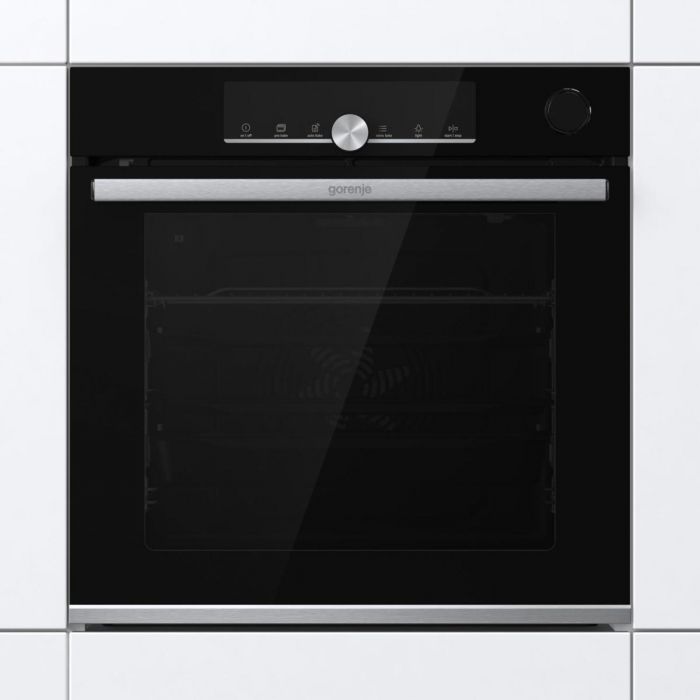 Духова шафа Gorenje електрична, 77л, A+, пара, дисплей, піроліз, готування на різних рівнях, чорний