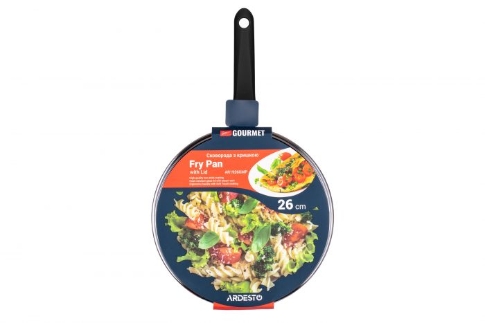 Сковорода з кришкою ARDESTO Gemini Gourmet Aosta, 26см, алюміній, чорний