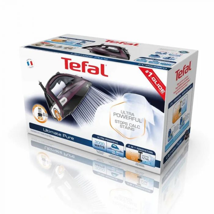 Праска Tefal Ultimate Pure, 3000Вт, 350мл, паровий удар -240гр, постійна пара - 55гр, керам. підошва, чорно-фіолетовий