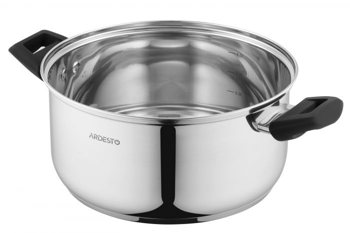 Каструля зі скляною кришкою Ardesto Gemini Piemonte, 5.1л, нержавіюча сталь, бакеліт