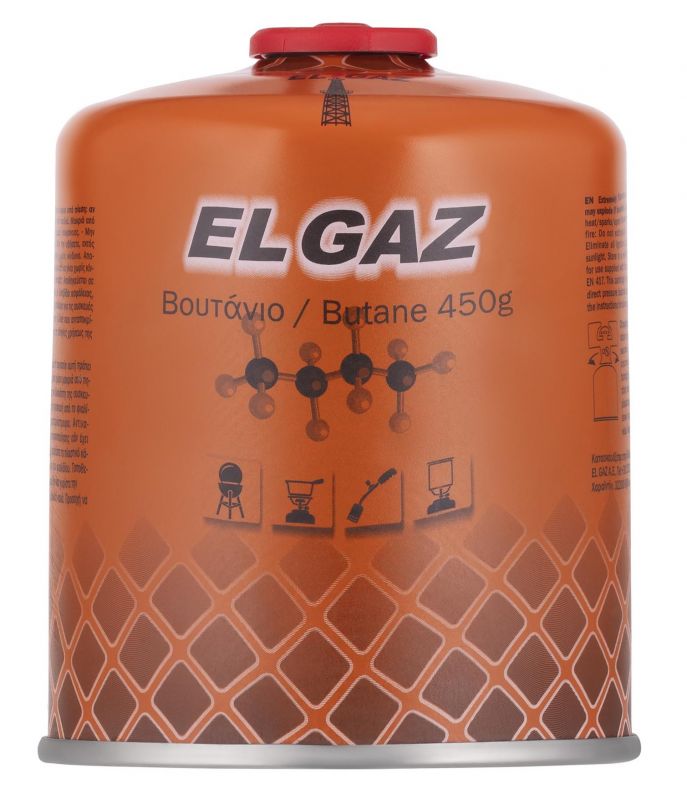 Балон-картридж газовий EL GAZ ELG-400, бутан 450г, для газових пальників, з двошаровим клапаном, одноразовий