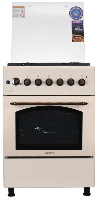 Плита ARDESTO комбі Line-R, 53л, 60x60см, конвекція, чавун, підсвічування, форсунки LPG (підключення газового балона), кремовий