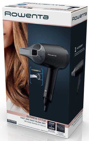 Фен Rowenta Express Style, 1900Вт, 2 режими, хол. обдув, чорний