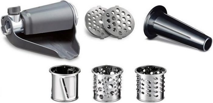 М'ясорубка Tefal HV1 7in1, 1400Вт, 1.7кг/хв, 2 решітки, насадка для ковбас, томатів, 3 терки, пластик, чорний