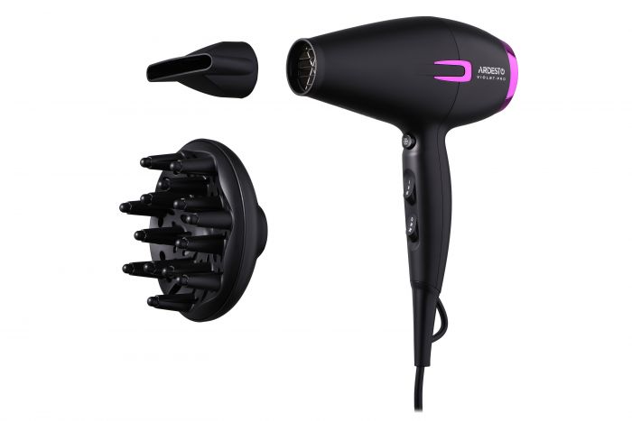 Фен Ardesto Violet PRO HD-Y221PRO ,1750-2100Вт, 2 швидкості, 3темп.режими,дифузор, чорний