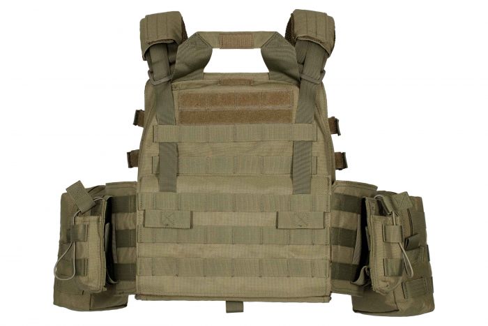 Плитоноска 2Е, Тип 1, з кишенями для бічного захисту і підсумками, Молле, зелена