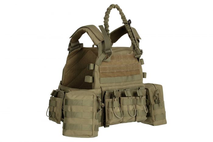 Плитоноска 2Е, Тип 1, з кишенями для бічного захисту і підсумками, Молле, зелена