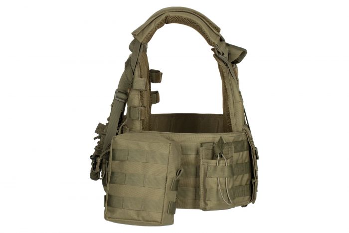 Плитоноска 2Е, Тип 1, з кишенями для бічного захисту і підсумками, Молле, зелена