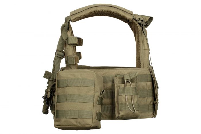 Плитоноска 2Е, Тип 1, з кишенями для бічного захисту і підсумками, Молле, зелена