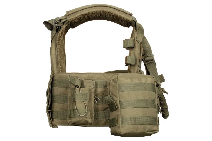 Плитоноска 2Е, Тип 1, з кишенями для бічного захисту і підсумками, Молле, зелена