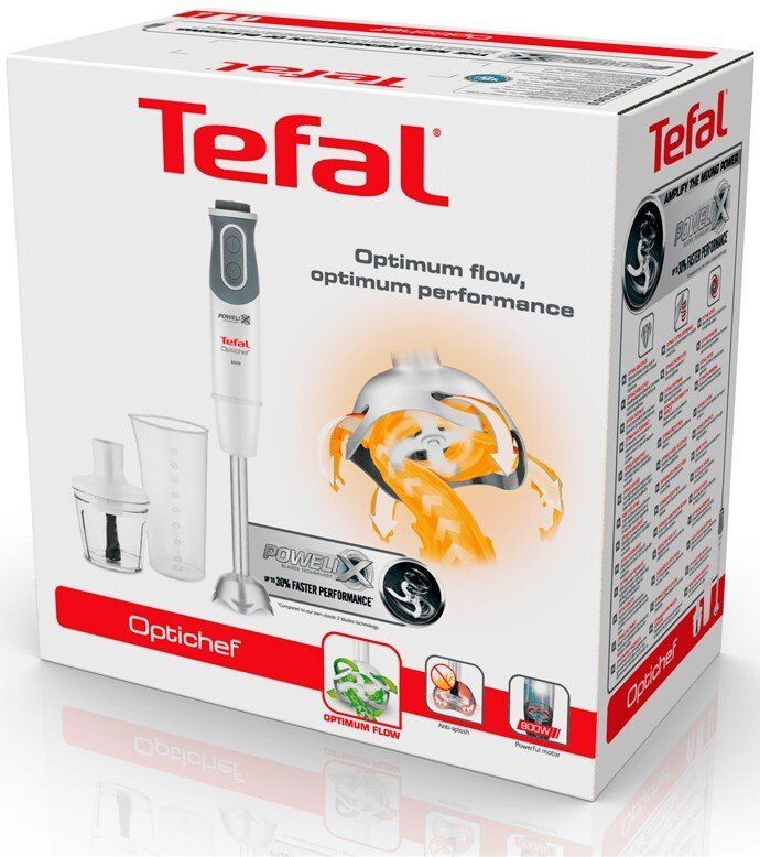 Блендер Tefal заглибний Optichef 800Вт, 3в1, чаша-800мл, чопер-500мл, турборежим, білий
