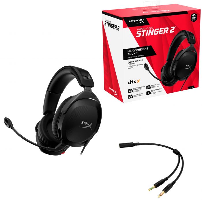 Гарнітура ігрова HyperX Cloud Stinger 2, mini-jack/dual 3.5мм, 2м/0.15м, чорний