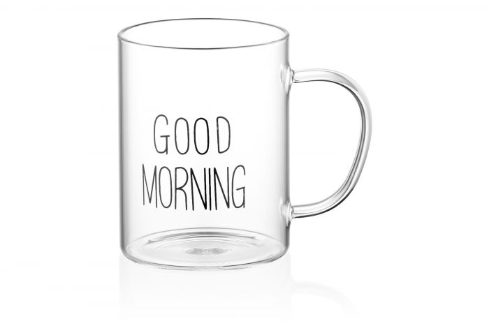 Набір чашок з ручками Ardesto Good Morning , 420мл, 2шт, боросилікатне скло, прозорий
