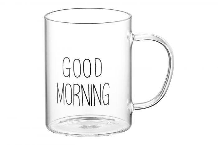 Набір чашок з ручками Ardesto Good Morning , 420мл, 2шт, боросилікатне скло, прозорий