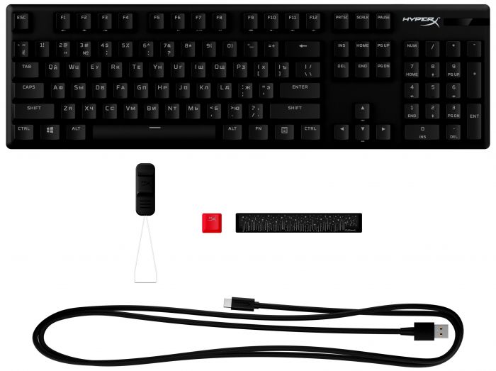 Клавіатура механічна HyperX Alloy Origins PBT 104key, Red, USB-A, EN/UA, RGB, чорний