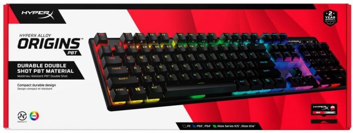 Клавіатура механічна HyperX Alloy Origins PBT 104key, Red, USB-A, EN/UA, RGB, чорний