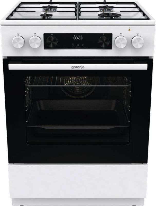 Плита Gorenje комбінована, 71л, 60x60см, дисплей, емальовані реш, програматор IconLed, білий