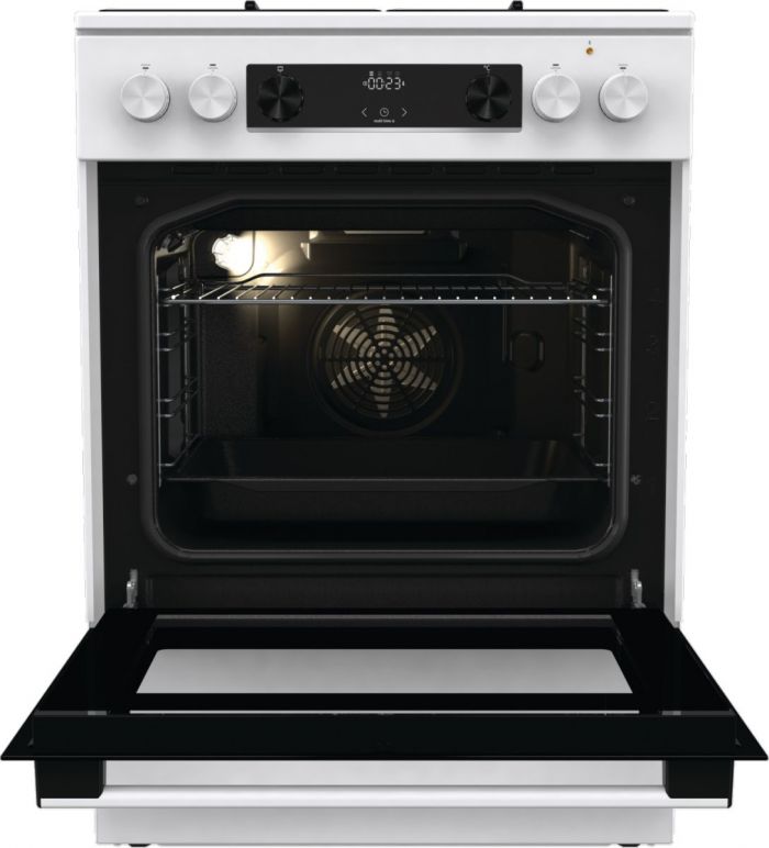 Плита Gorenje комбінована, 71л, 60x60см, дисплей, емальовані реш, програматор IconLed, білий