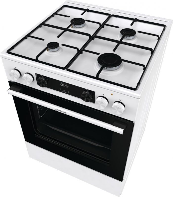 Плита Gorenje комбінована, 71л, 60x60см, дисплей, емальовані реш, програматор IconLed, білий