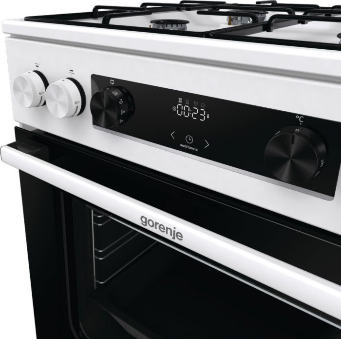 Плита Gorenje комбінована, 71л, 60x60см, дисплей, емальовані реш, програматор IconLed, білий