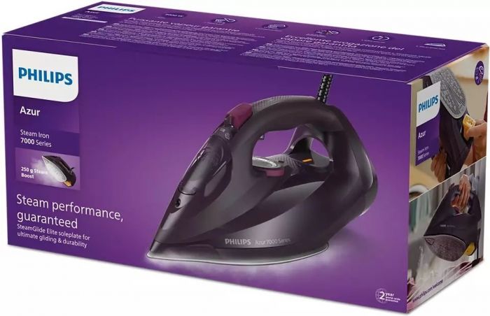 Праска Philips 7000 Series, 3000Вт, 300мл, паровий удар -250гр, постійна пара - 50гр, нерж. сталь, пурпурний