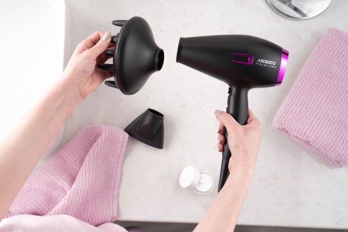 Фен Ardesto Violet PRO HD-Y221PRO ,1750-2100Вт, 2 швидкості, 3темп.режими,дифузор, чорний