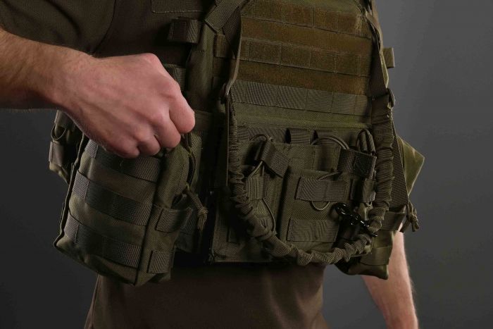 Плитоноска 2Е, Тип 1, з кишенями для бічного захисту і підсумками, Молле, зелена