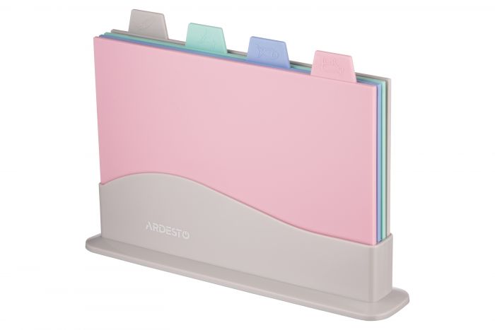 Набір дошок кухонних на підставці Ardesto Fresh, 4 шт, 33.5х23.5х6.8см, пластик