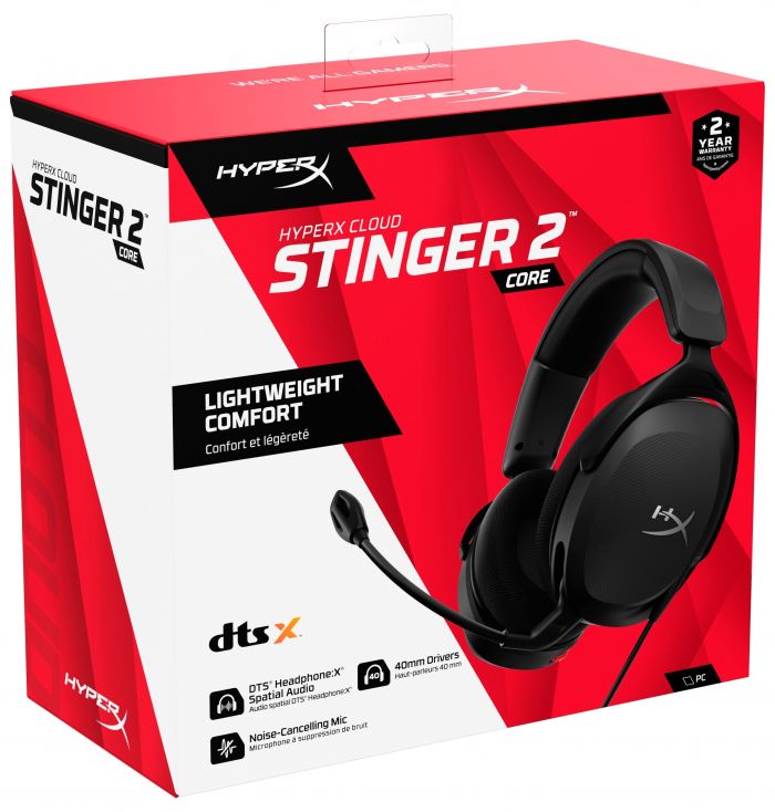 Гарнітура ігрова HyperX Cloud Stinger 2 Core, mini-jack/dual 3.5мм, 2м/0.15м, чорний