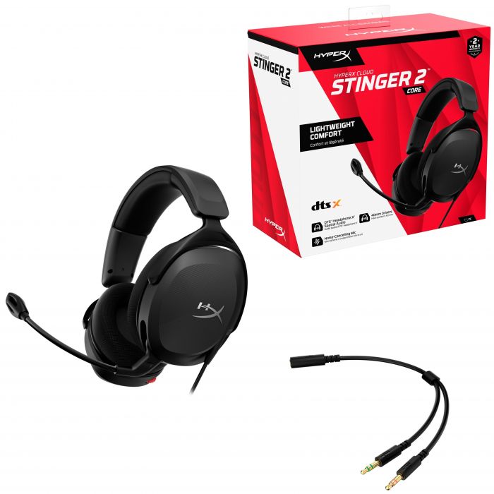 Гарнітура ігрова HyperX Cloud Stinger 2 Core, mini-jack/dual 3.5мм, 2м/0.15м, чорний