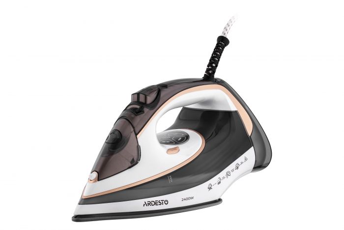 Праска Ardesto IR-B2245-E, 2400Вт, 400мл, паровий удар, електр. керування, керам. підошва, біло-сірий