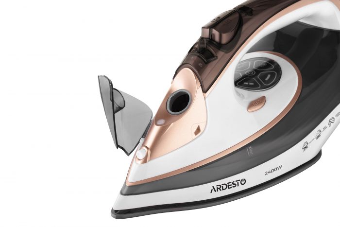 Праска Ardesto IR-B2245-E, 2400Вт, 400мл, паровий удар, електр. керування, керам. підошва, біло-сірий