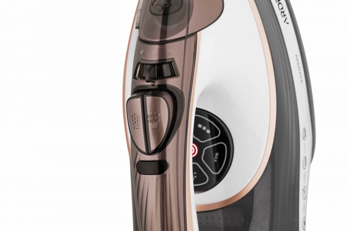 Праска Ardesto IR-B2245-E, 2400Вт, 400мл, паровий удар, електр. керування, керам. підошва, біло-сірий