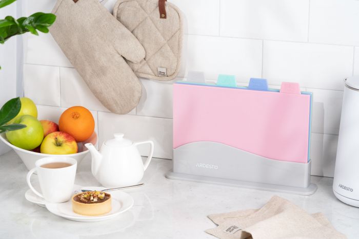 Набір дошок кухонних на підставці Ardesto Fresh, 4 шт, 33.5х23.5х6.8см, пластик