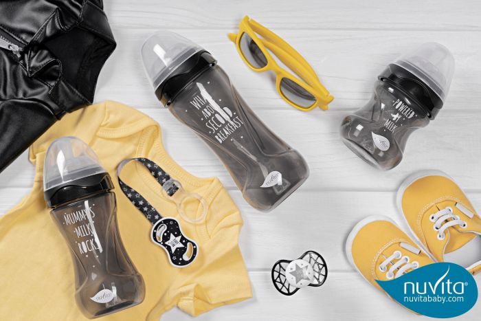 Пляшка для годування Nuvita Mimic Cool 250мл, 3міс+, антиколікова, чорний