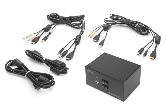 Комутатор DIGITUS Desktop HDMA KVM, 2 Port, Dual Display, 4K