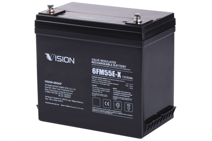 Акумуляторна батарея Vision FM, 12В, 55А•год, AGM