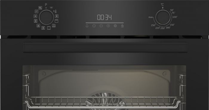 Духова шафа Beko електрична, 72л, A, дисплей, конвекція, телескопічні направляючі, чорний