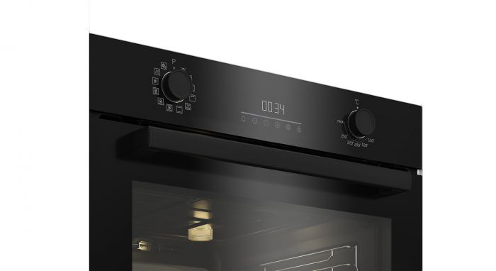 Духова шафа Beko електрична, 72л, A, дисплей, конвекція, телескопічні направляючі, чорний