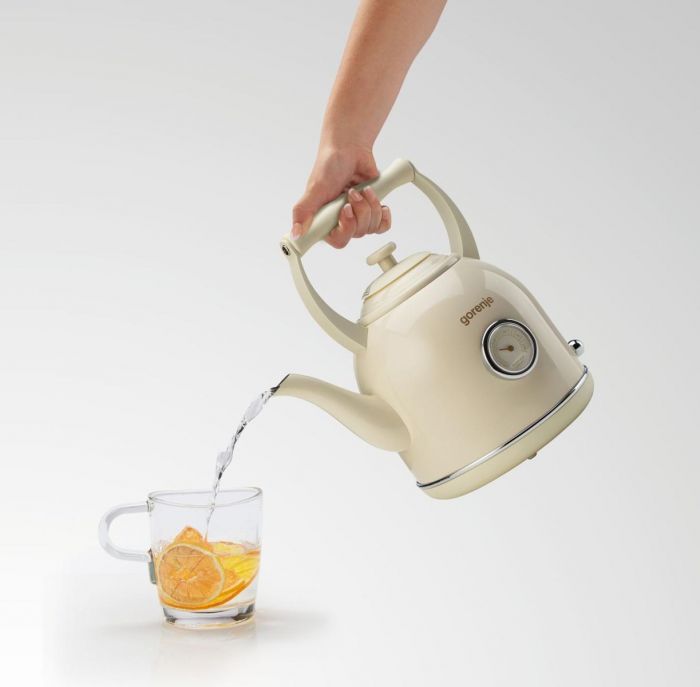 Електрочайник Gorenje 1.7л, 2200Вт, strix контроль, пластик/метал, бежевий