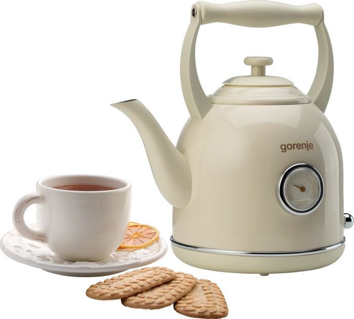Електрочайник Gorenje 1.7л, 2200Вт, strix контроль, пластик/метал, бежевий