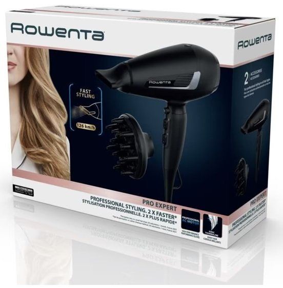 Фен Rowenta Pro Expert, 2100Вт, 3 режими, дифузор, іоніз-я, хол. обдув, чорний