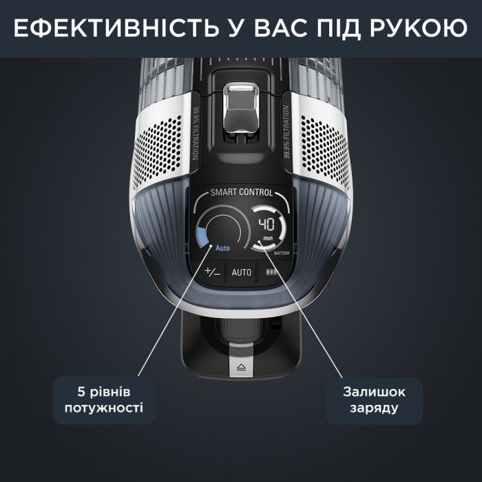 Пилосос Rowenta безпровідний X-Force Flex 14.60 Auto Animal, 48Вт, конт пил -0.9л, автон. робота до 70хв, НЕРА, чорно-сірий